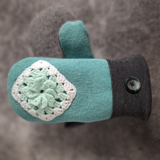 Medium - Granny Square Sage-  Wool/Angora blend